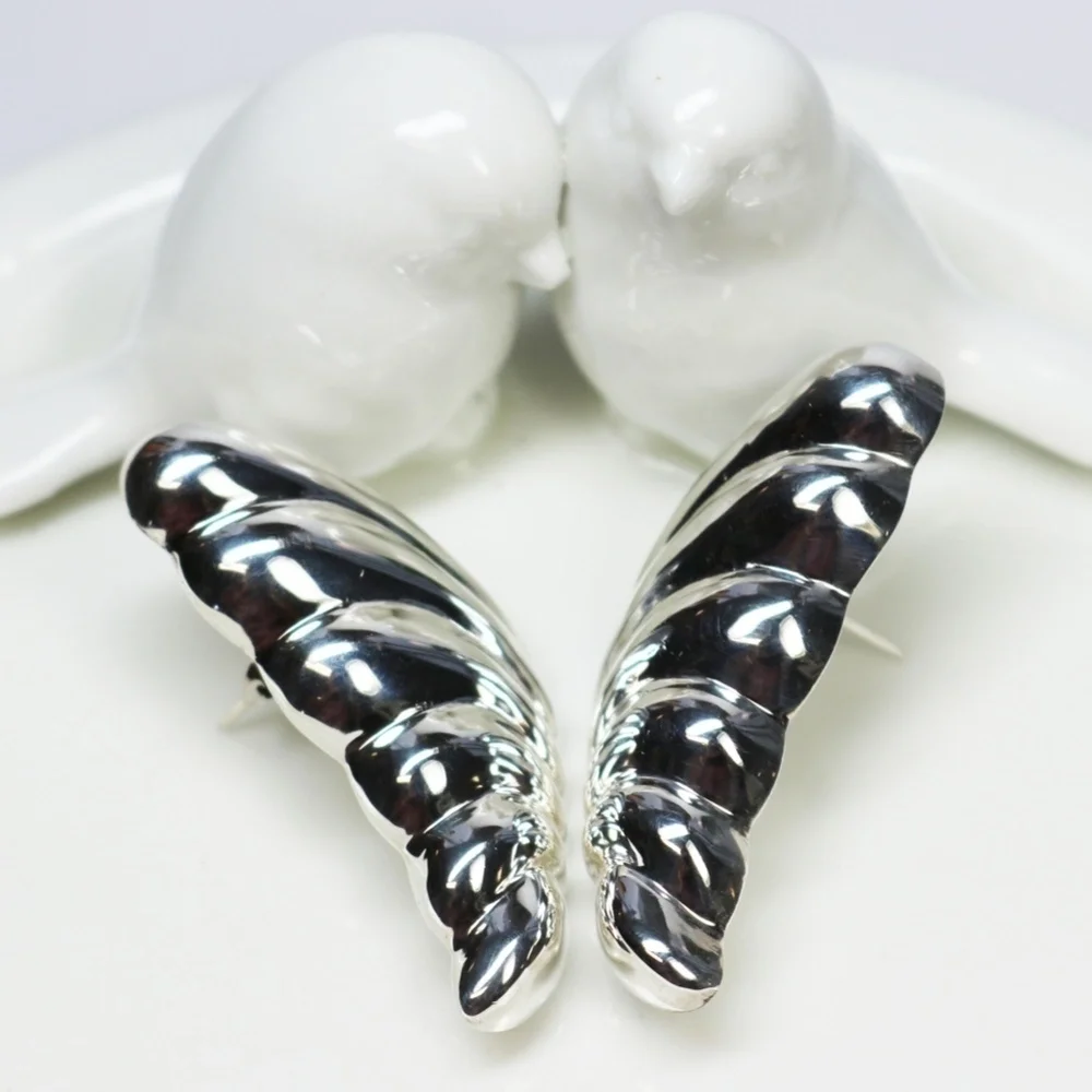 STERLING SILVER BUTTERFLY WING EARRINGS